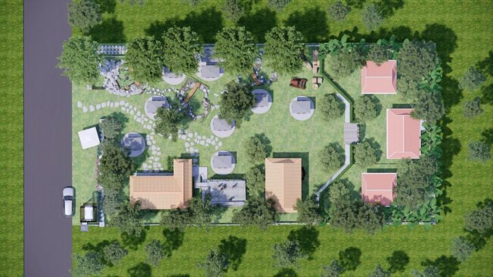 Phối cảnh mặt bằng khu vườn nhìn từ trên